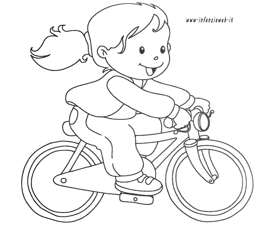 disegno colorato bambino con la bicicletta